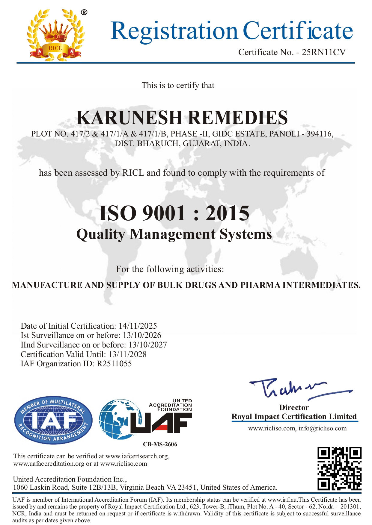 ISO 9001 Certificate